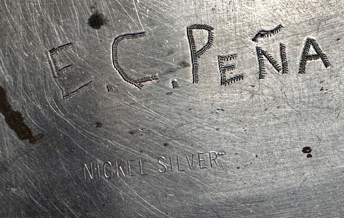 Vintage  E.C Pena Blank Ribbon Engraved Award Trophy Nickel Silver Belt Buckle