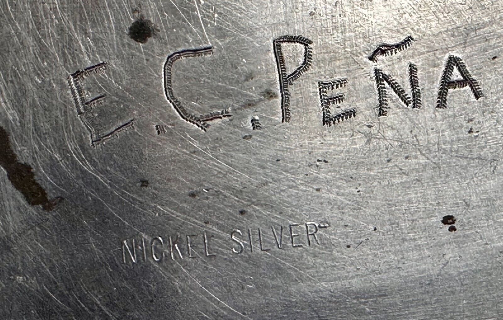 Vintage  E.C Pena Blank Ribbon Engraved Award Trophy Nickel Silver Belt Buckle