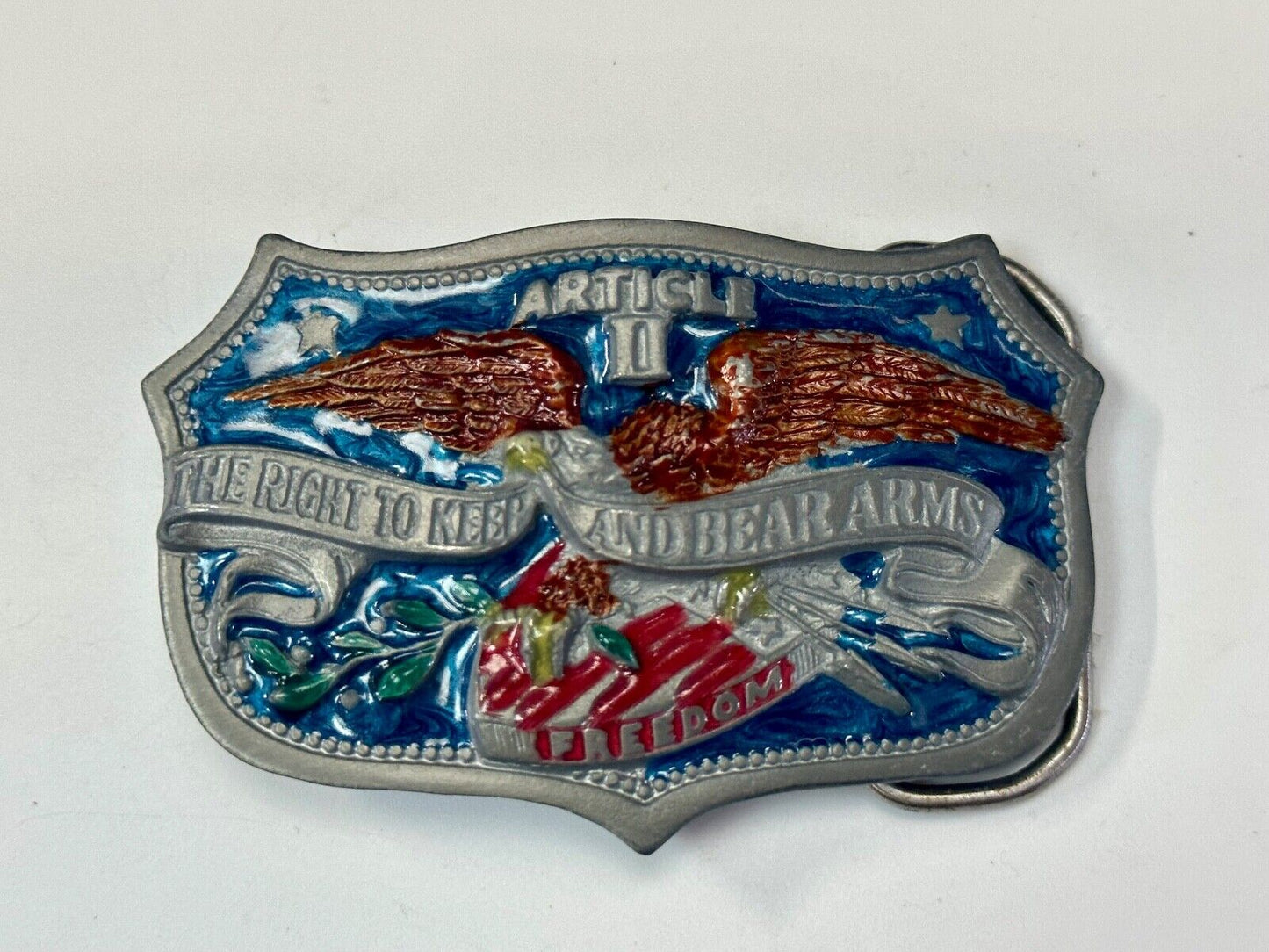2nd amendment the right to keep and bear arms vintage 1982 belt buckle