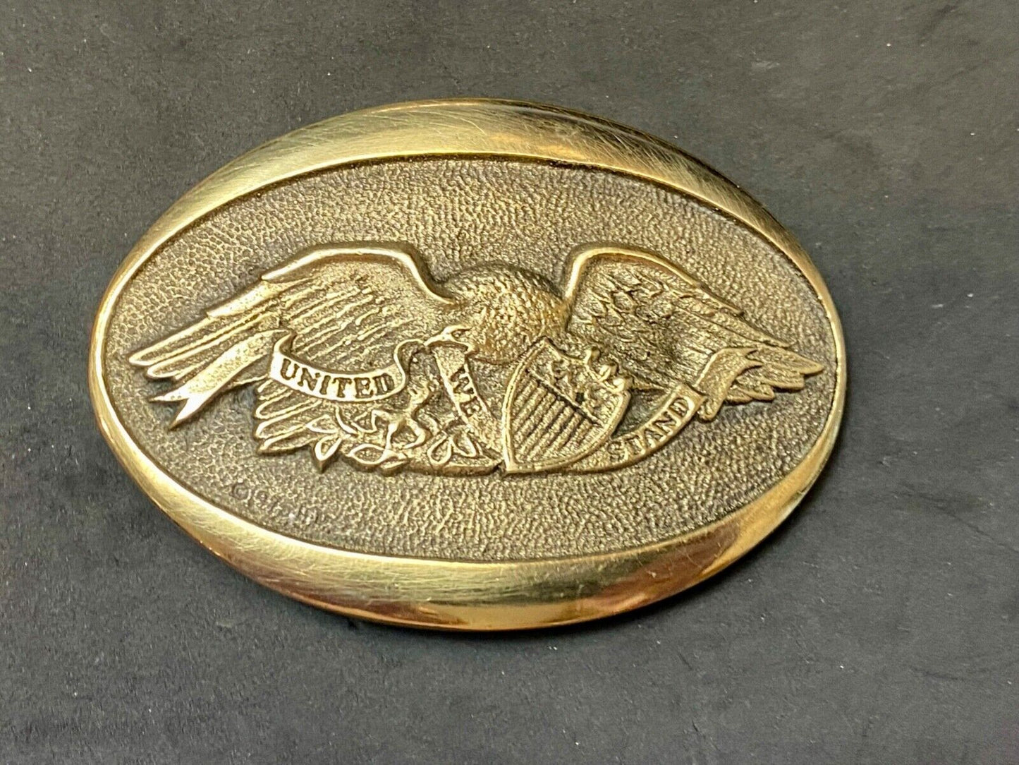 United we Stand - Patriotic American Eagle Solid brass Heritage Mint belt buckle