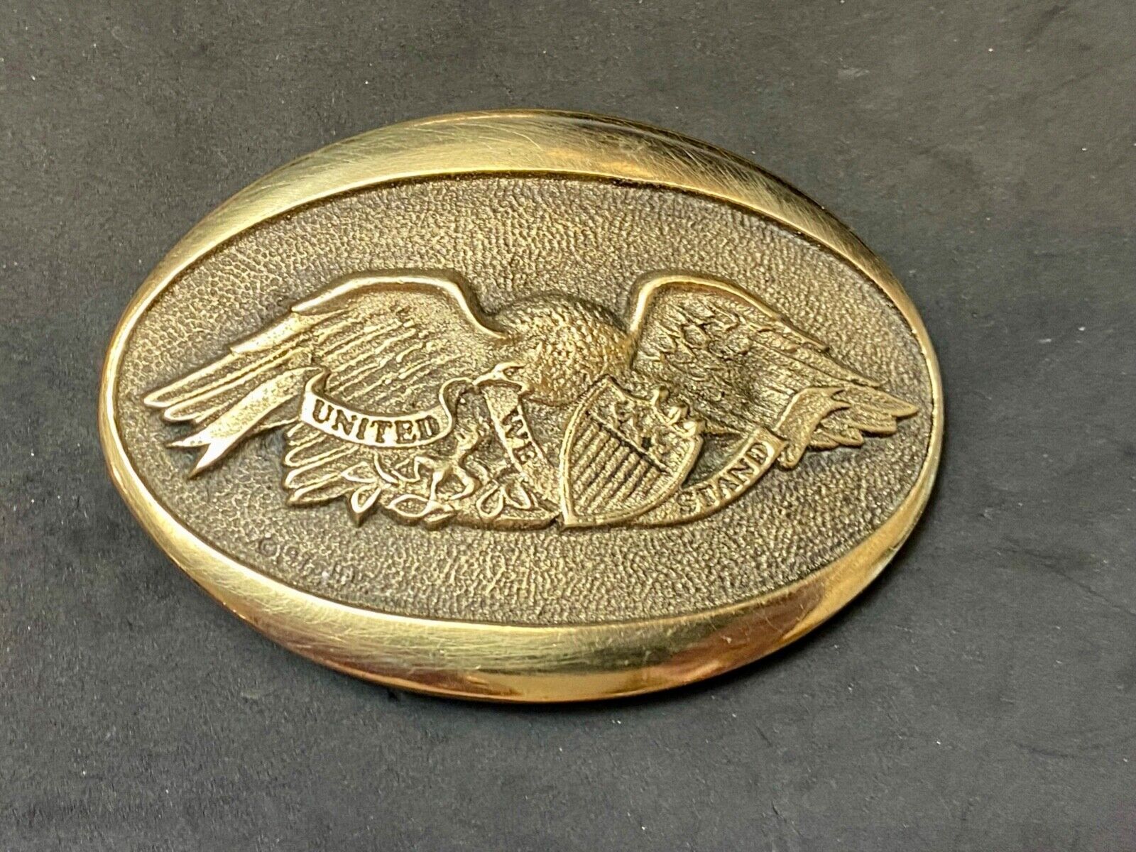United we Stand - Patriotic American Eagle Solid brass Heritage Mint belt buckle