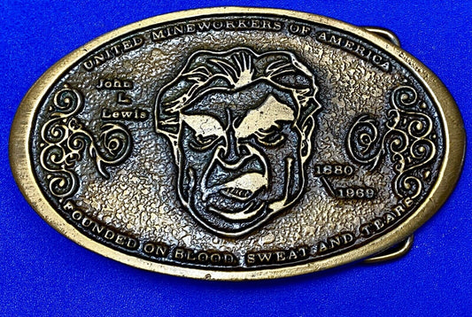 United Mine Workers Umwa Coal Mining 1880-1969 Vintage Belt Buckle John L Lewis