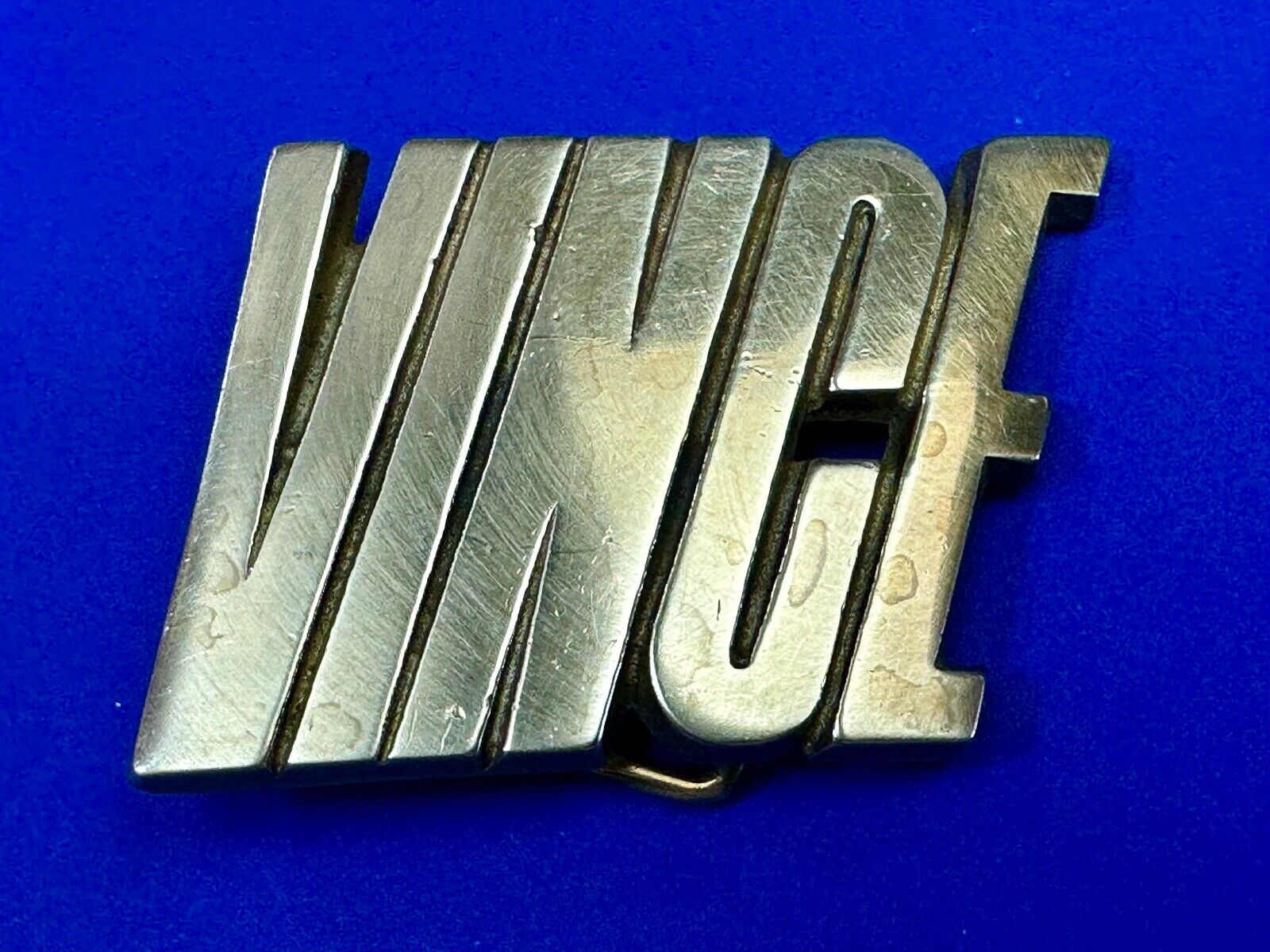 VINCE  custom name cutout block letter solid brass belt buckle by Baron Buckles