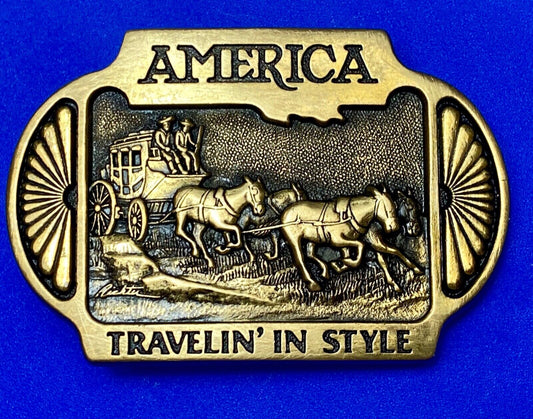 America, Traveling in Style  - Western Savings Series 1 Vintage belt buckle