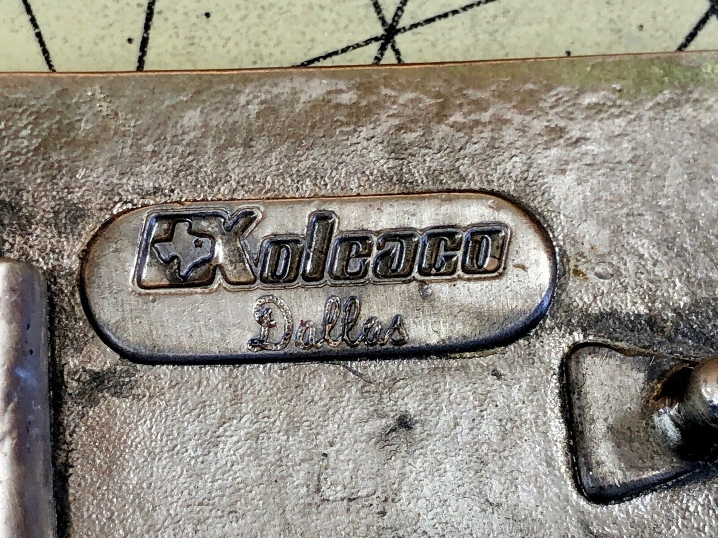 Vintage Farming  Dithane M-45 advertising belt buckle Dallas Texas Koleaco 