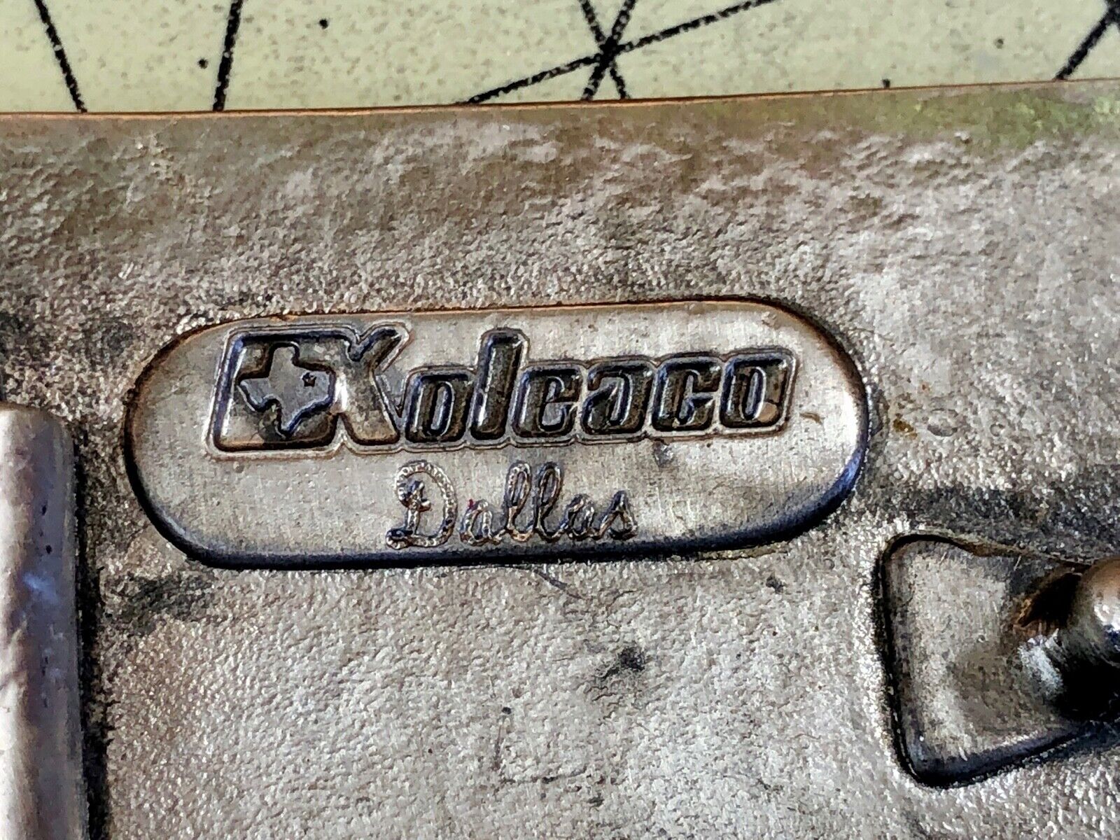 Vintage Farming  Dithane M-45 advertising belt buckle Dallas Texas Koleaco 