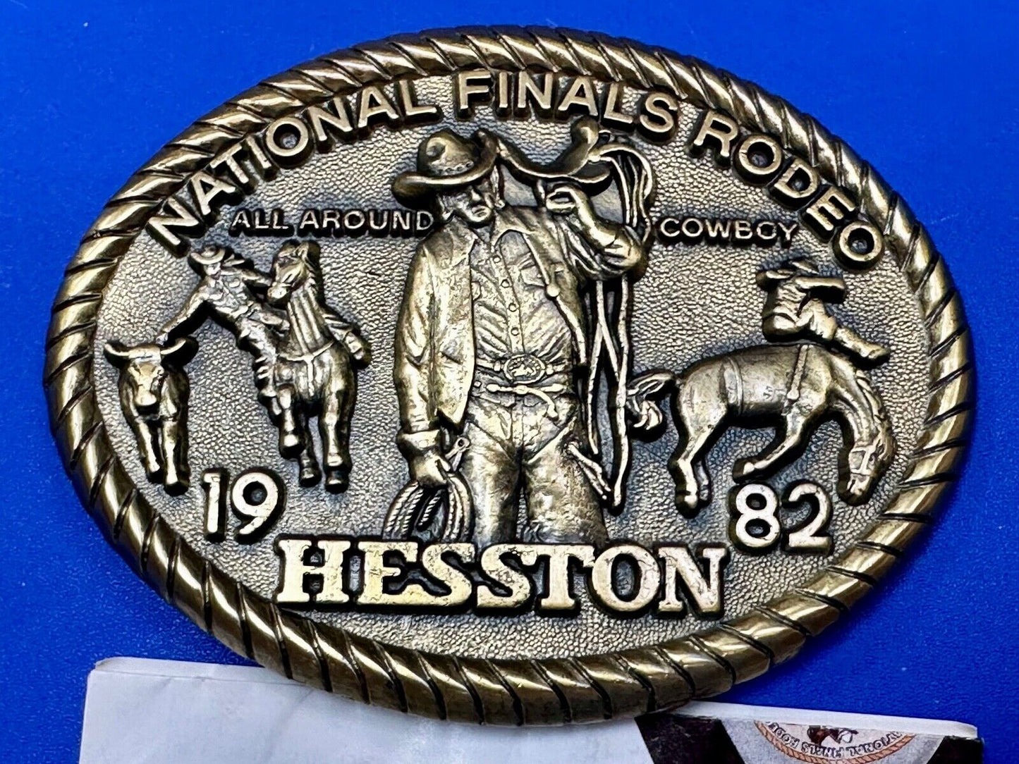 1982 Hesston National Finals Rodeo NFR Collectors Rodeo Cowboy Belt Buckle