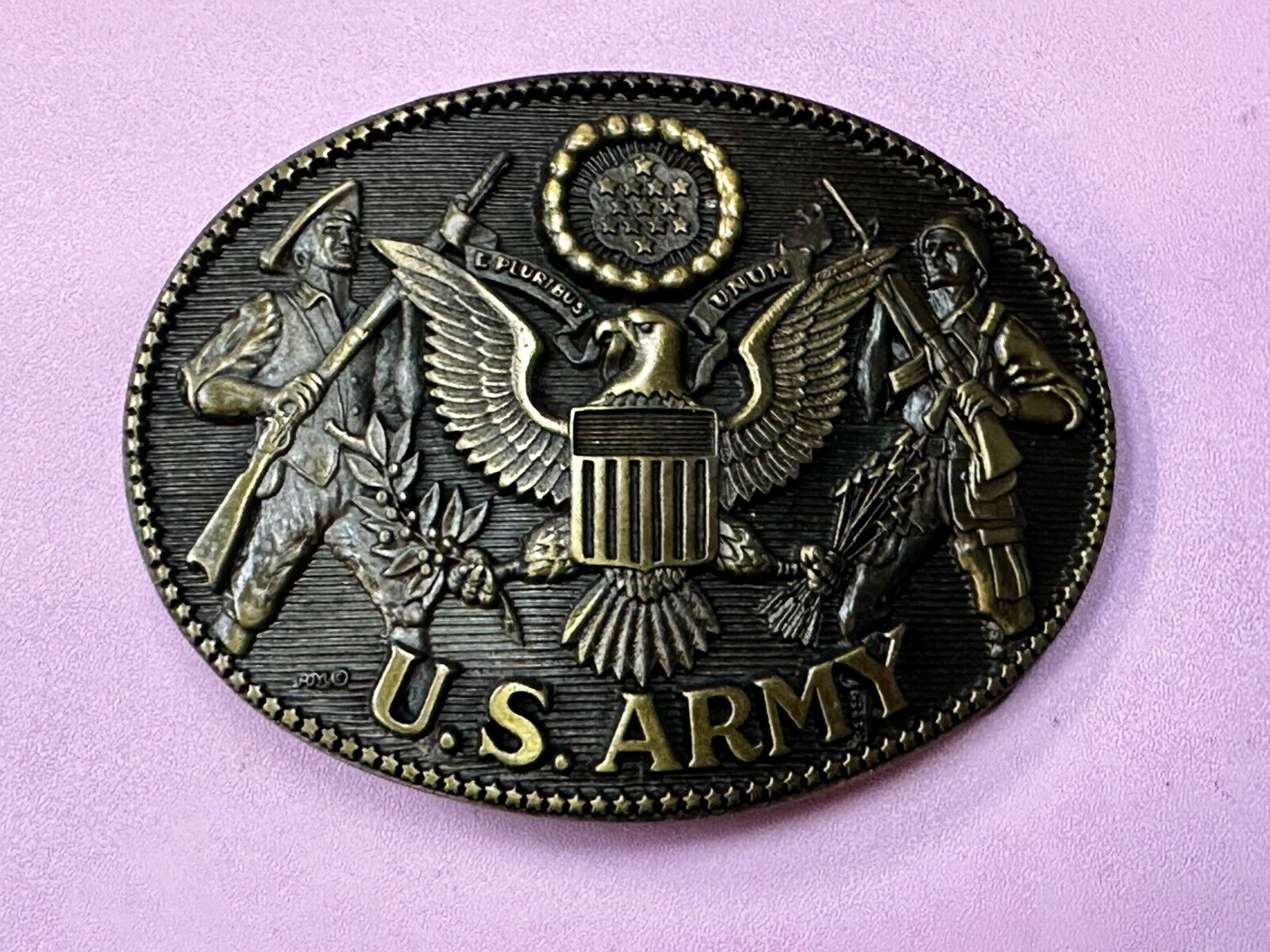 US Army United States Patriotic Eagle Emblem Montana Silversmiths Belt Buckle