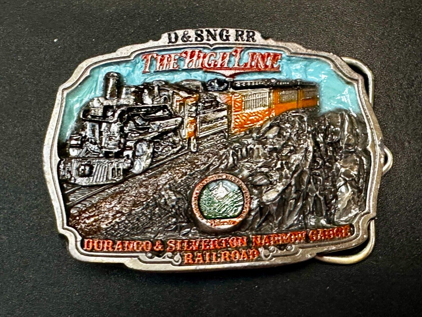 Train Rail Road Durango & Silverton Narrow Gauge C+J Colorful Belt Buckle
