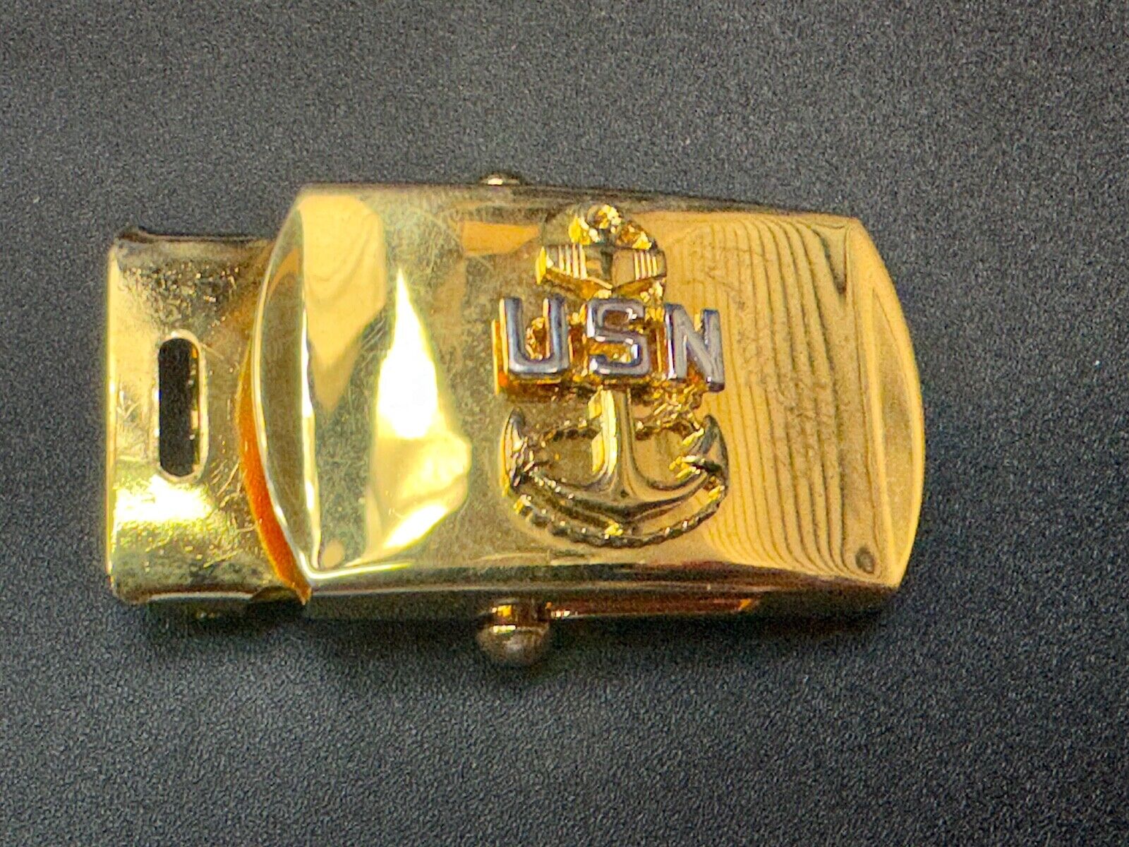 United States Navy Anchor Solid Brass Ratchet Dress Style V-21 Belt Buckle