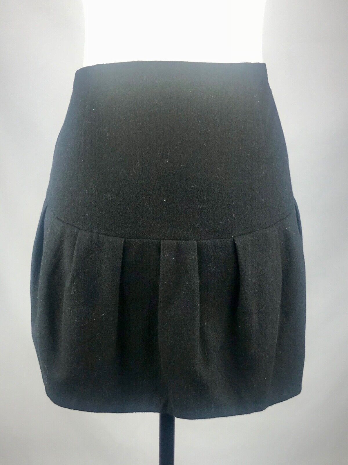 Anthropologie LEIFSDOTTIR Black Wool Blend Short Pleated Mini Skirt 8