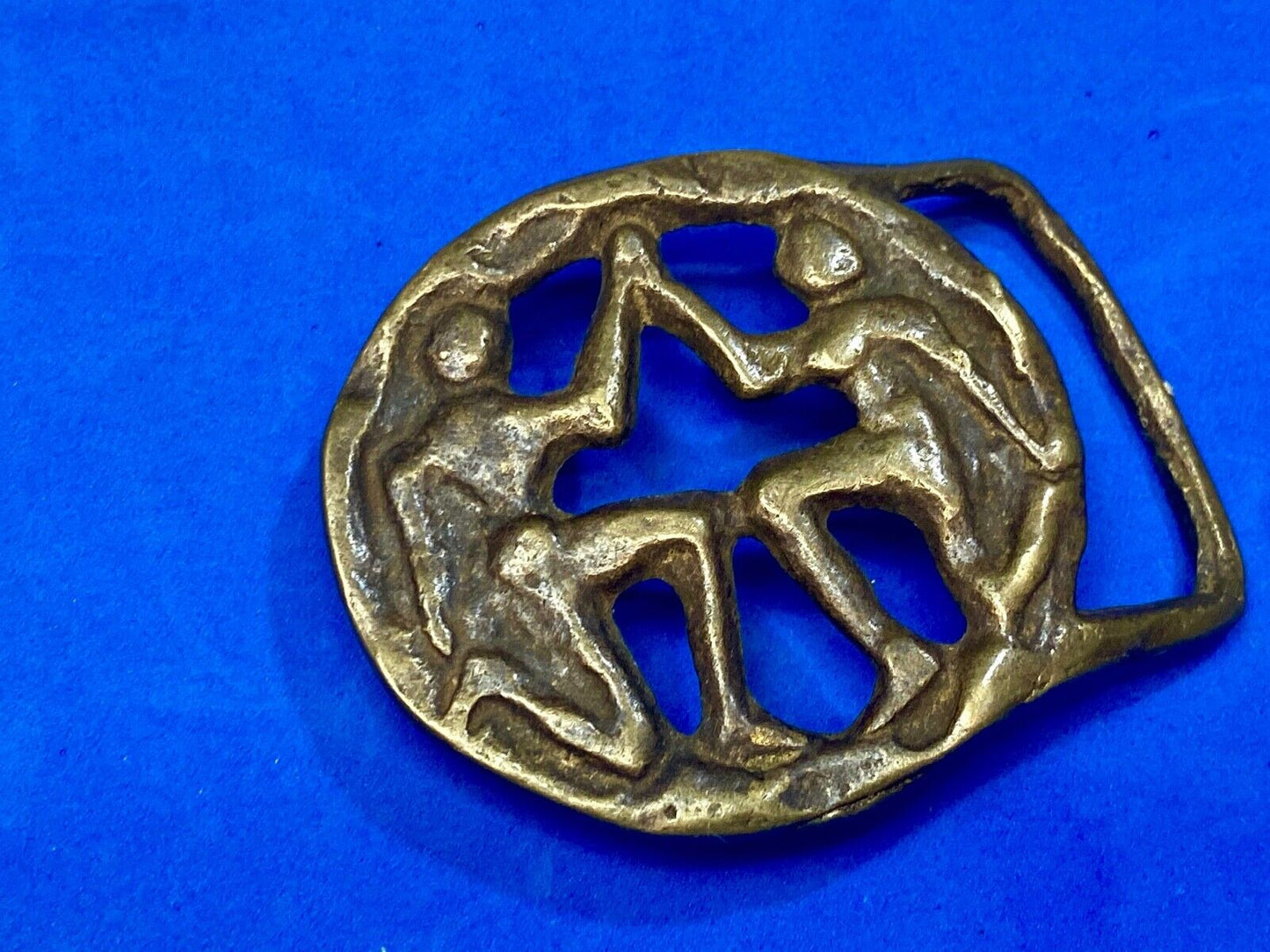 Vintage Hippie round Gemmni Twins Horoscope Astrological belt buckle 