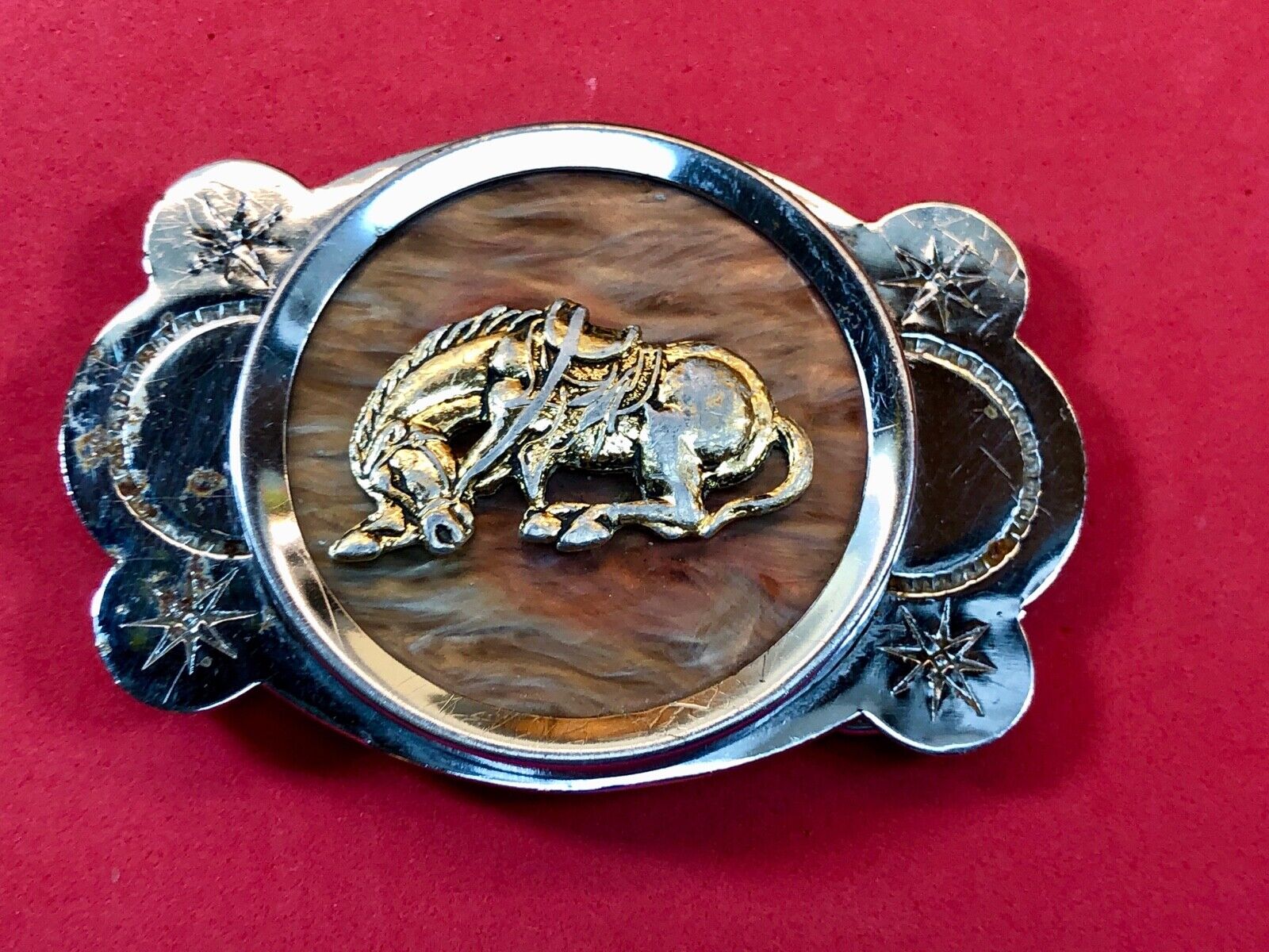 Vintage Horse in CenterPiece Rodeo Cowboy western belt buckle 