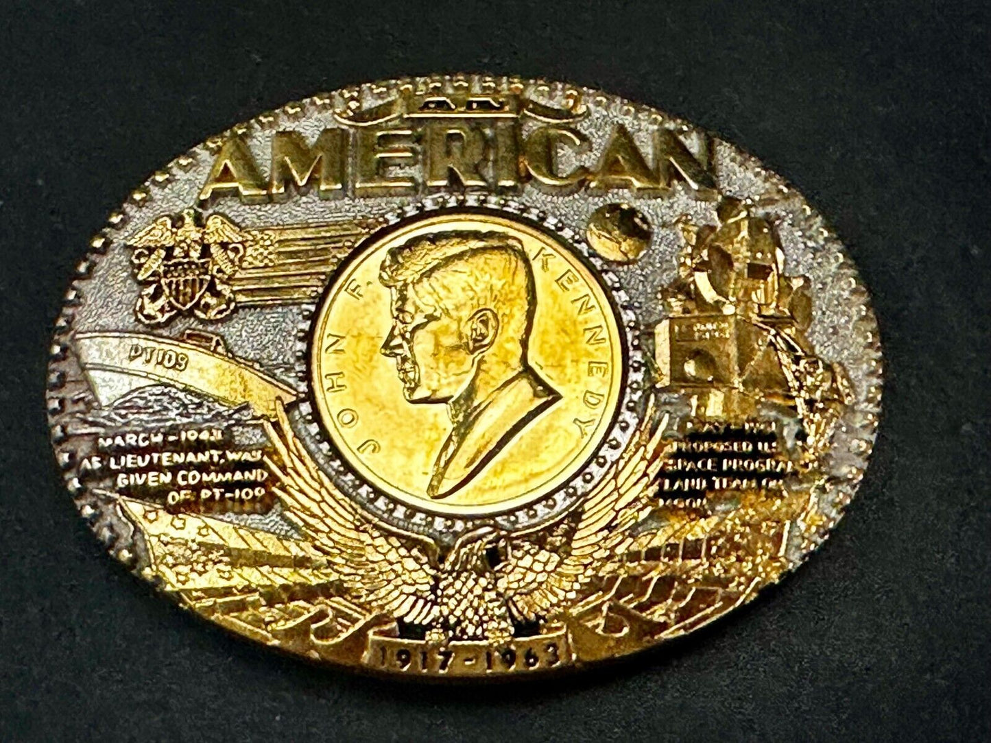 American John F Kennedy President Coin Belt Buckle First Edition #2173 ADM
