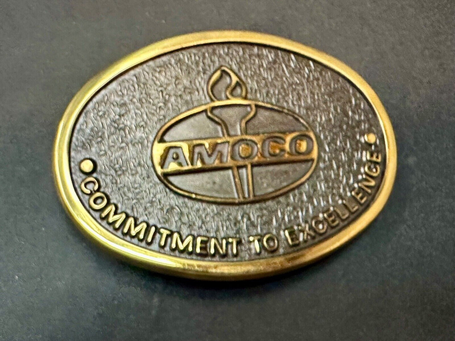 AMOCO Gas Fuel Oil - Committed to Excellence solid brass belt buckle by Jadco