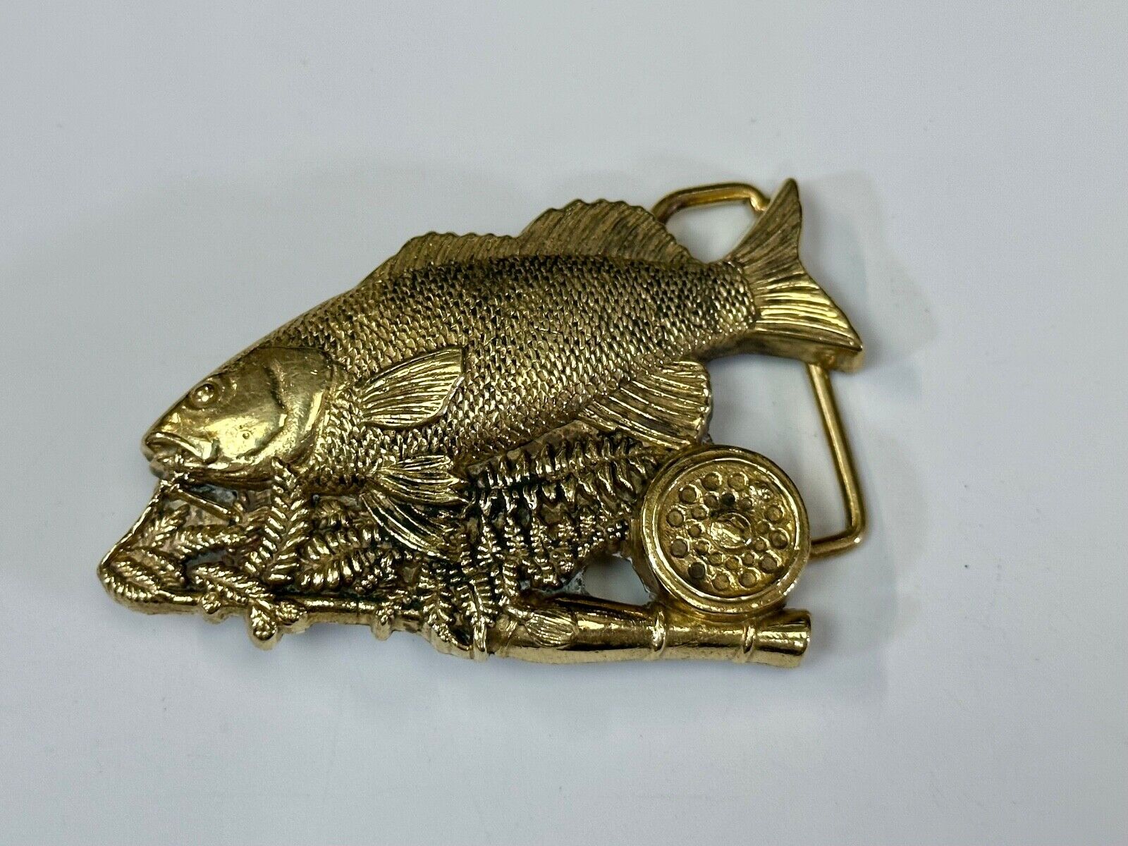 Trout Fishing Cutout sports fish vintage Baron Buckles solid brass belt buckle
