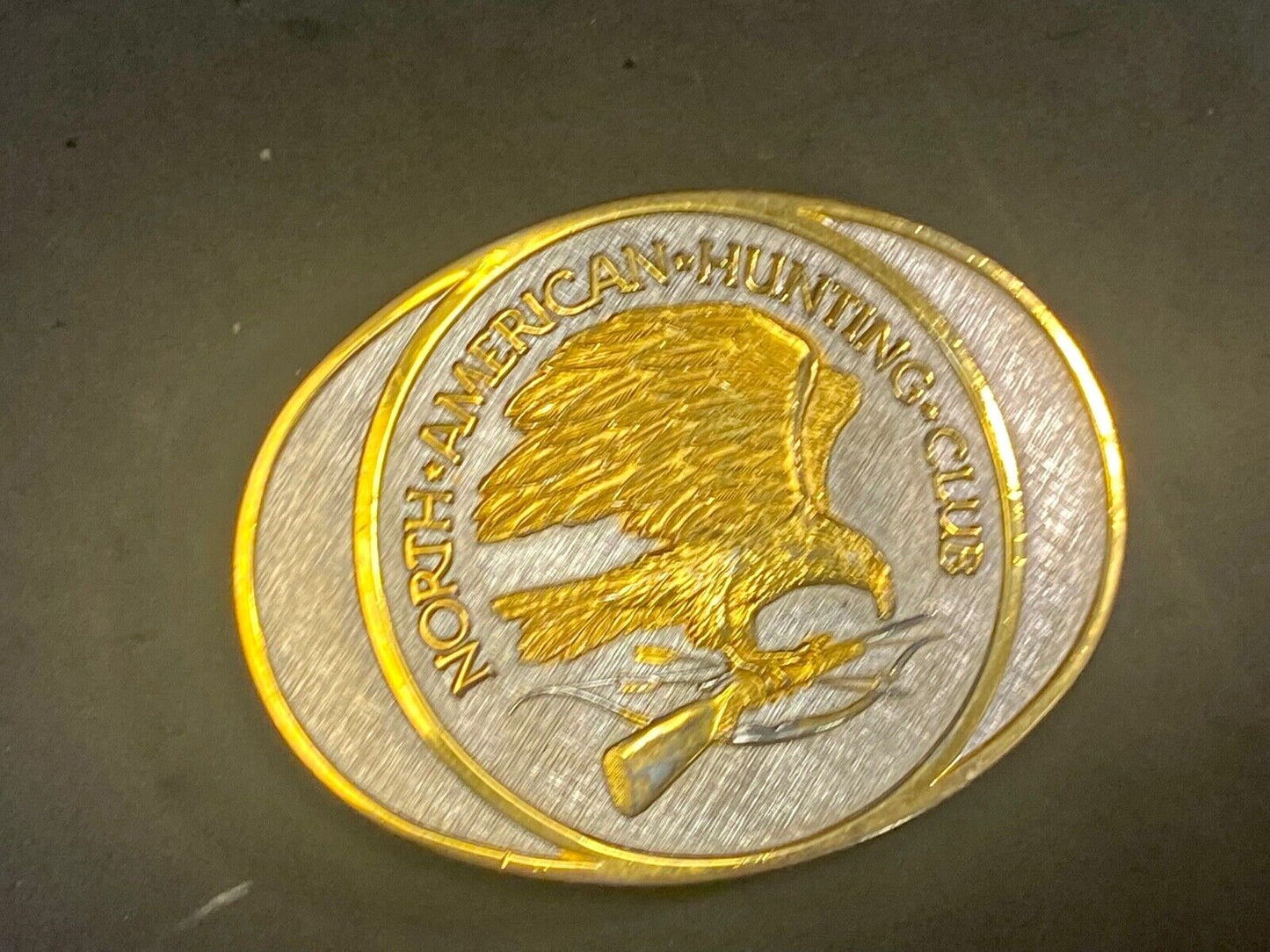 24K Gold / Rhodium Plate!  North American Hunting Club Life Member Belt Buckle