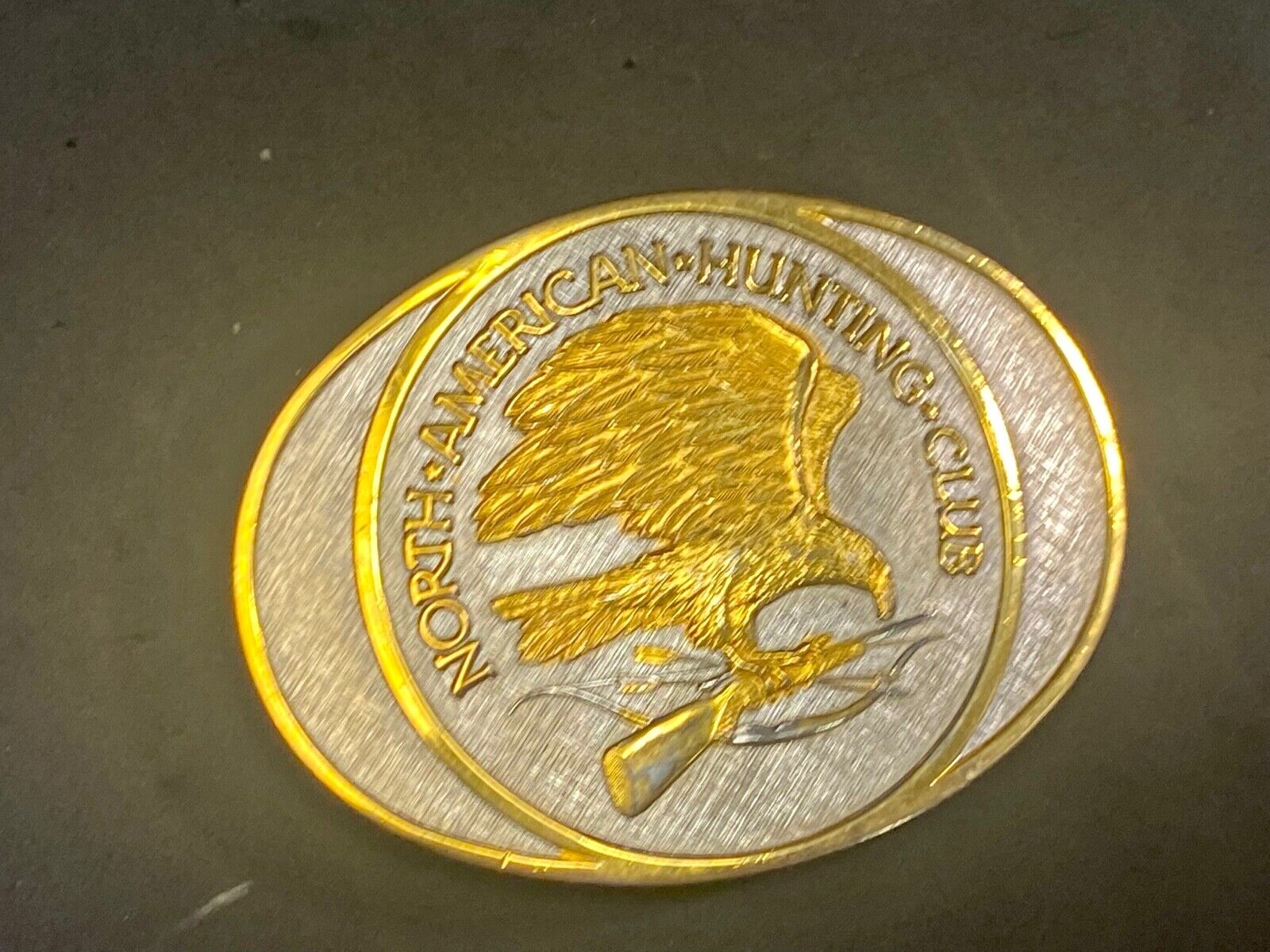 24K Gold / Rhodium Plate!  North American Hunting Club Life Member Belt Buckle