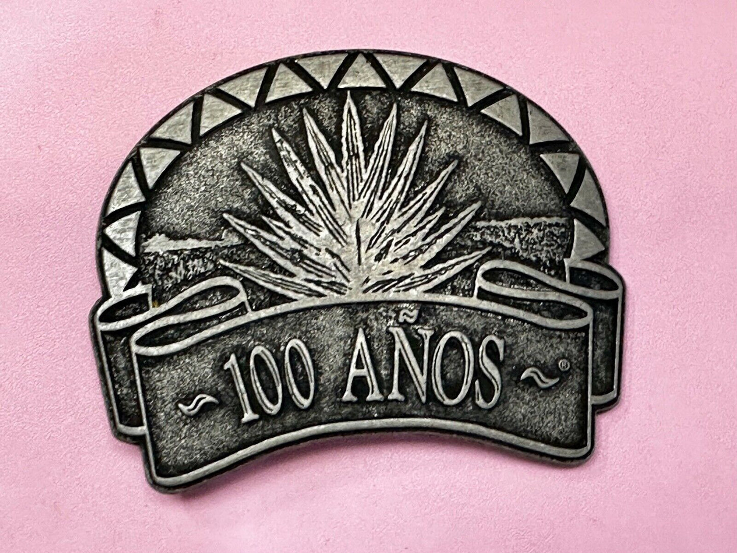 100 Anos (Years)  Tequila Belt Buckle Southwestern Design Advertising Promo