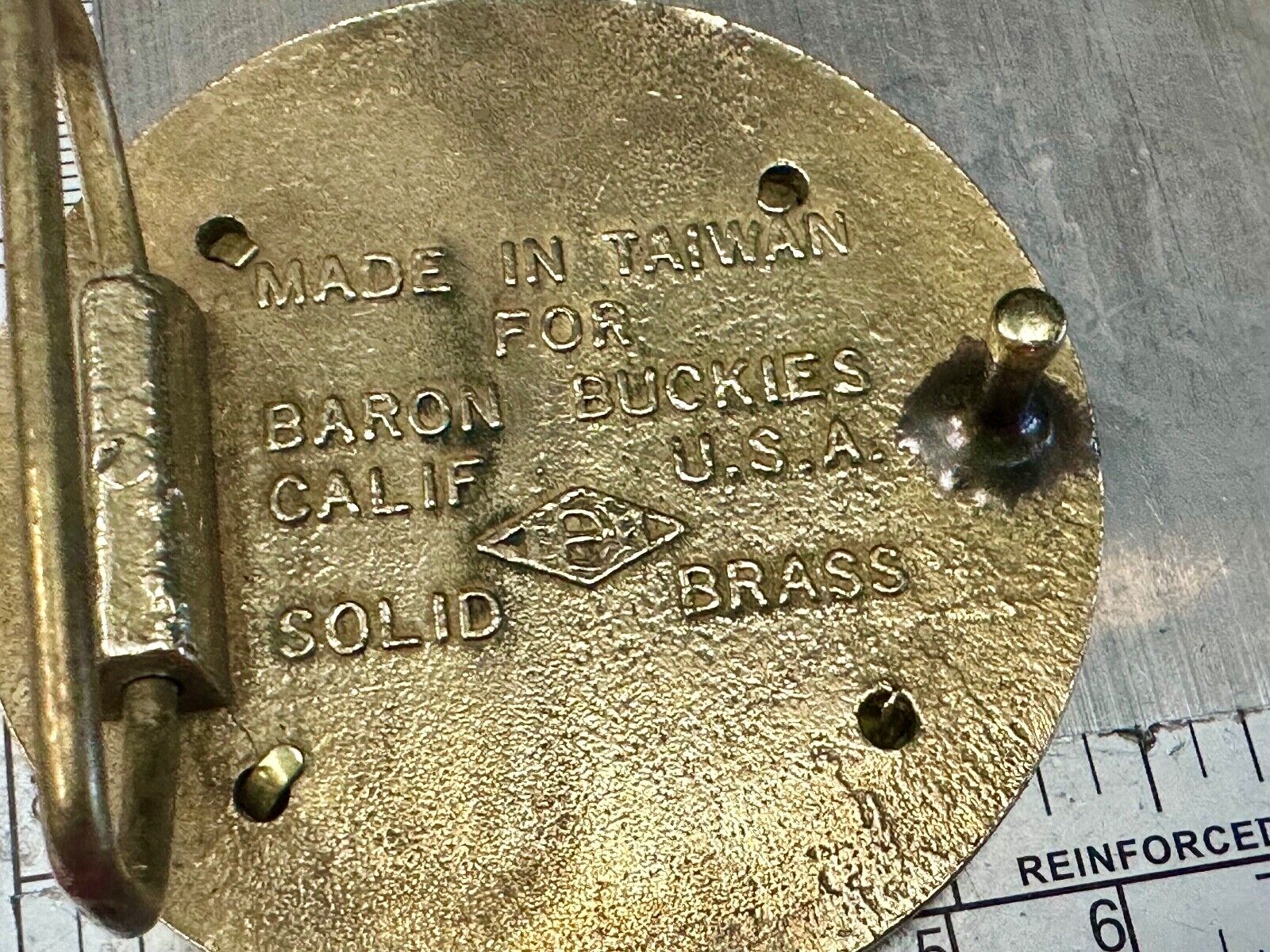 Unique Horse & polo Rider Dress Belt Buckle - Vintage 70s Baron Brass Taiwan