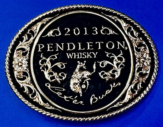 2013 Pendleton Whiskey Let'er Buck Rodeo Cowboy Montana Silversmiths Belt Buckle