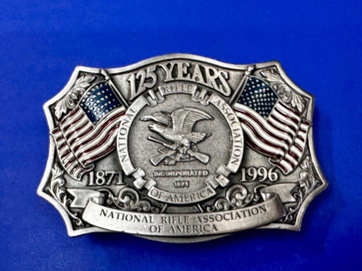 125 Year Celebration Gun Rights NRA National Rifle Association Vtg. Belt Buckle