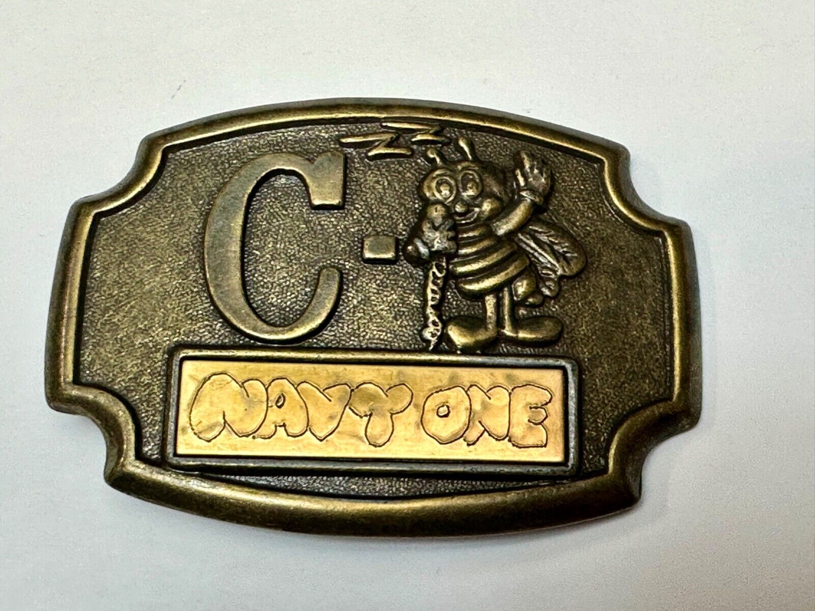 U.S. NAVY SEABEE Letter and Animal - COMBAT WARFARE HERO BELT BUCKLE