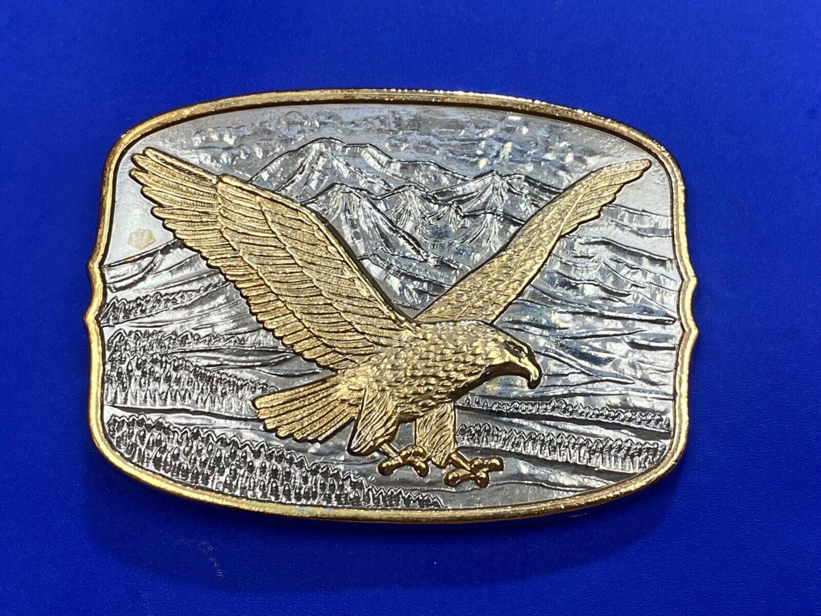 AMERICAN EAGLE Majestically hunting flying over mountains Numbered belt buckle