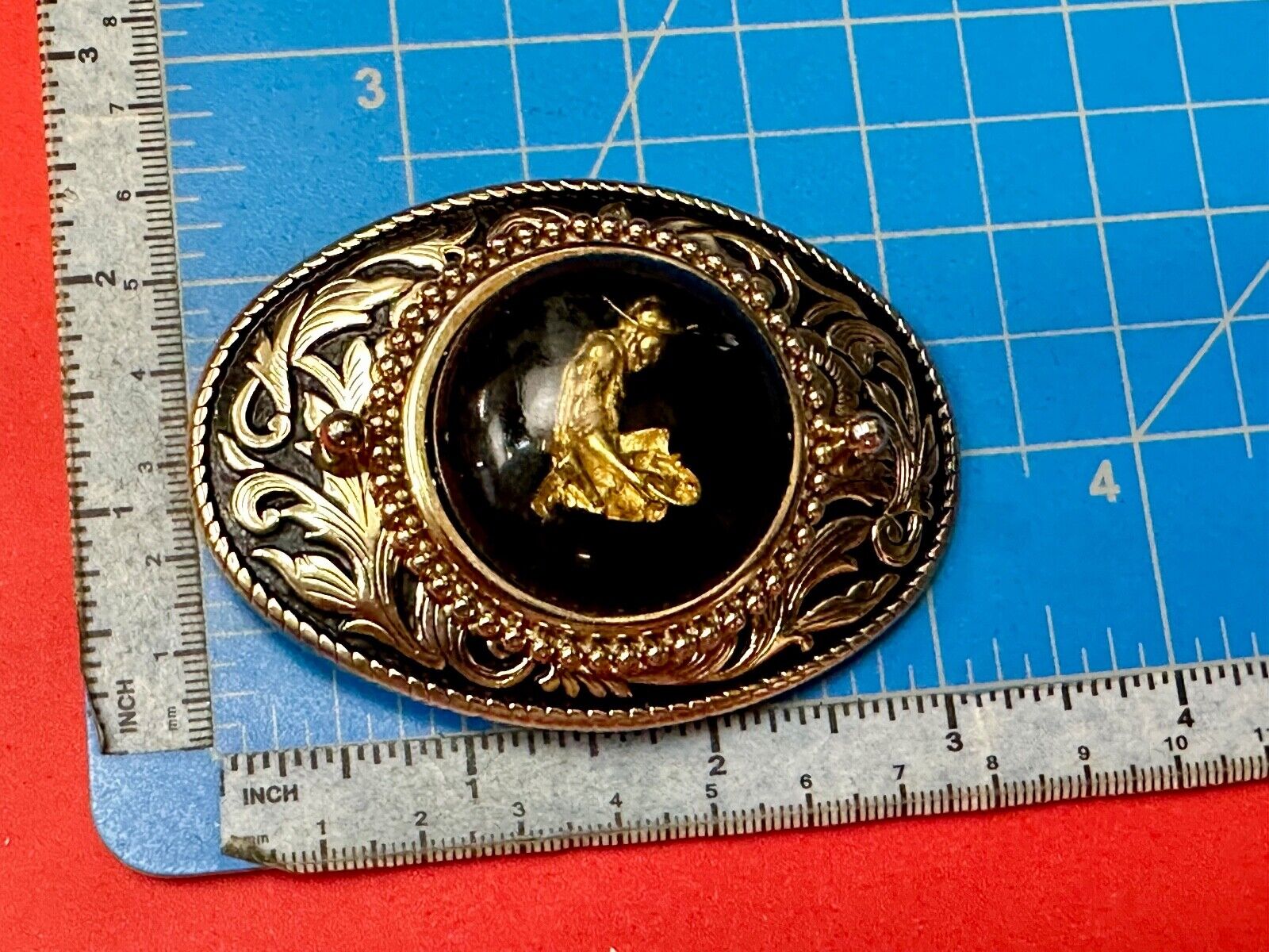 Artisan Gold Panning Beautiful centerpiece in Vintage western Belt Buckle