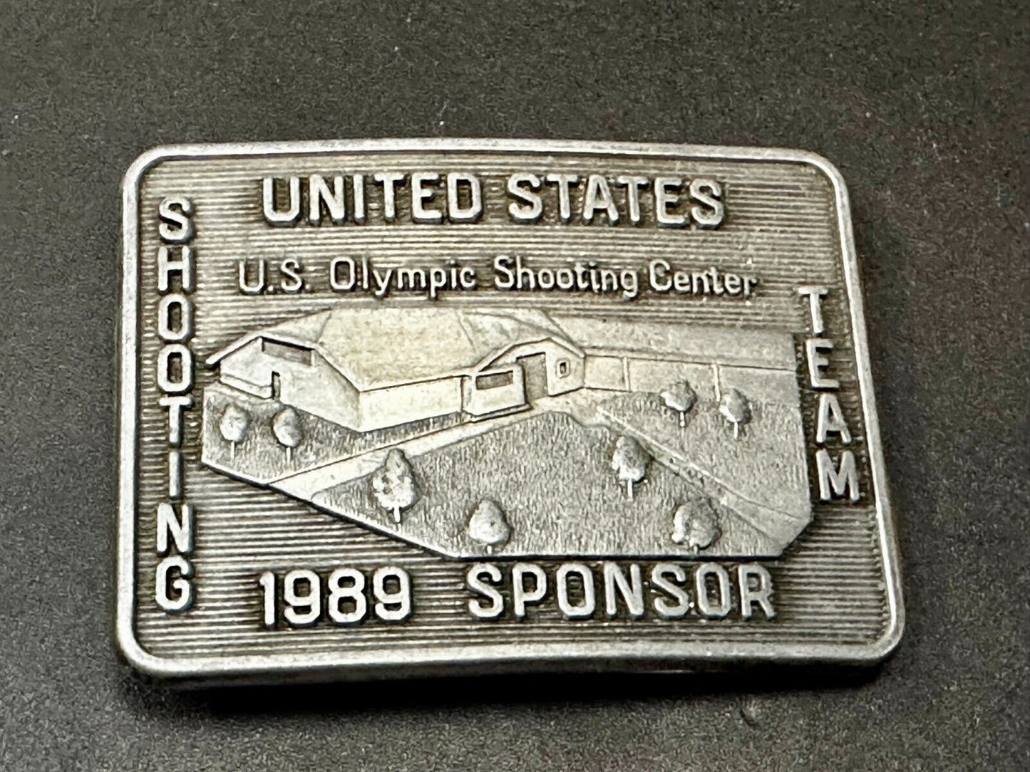 United States US Olympic Shooting Center Team 1989 Official Sponsor Belt Buckle