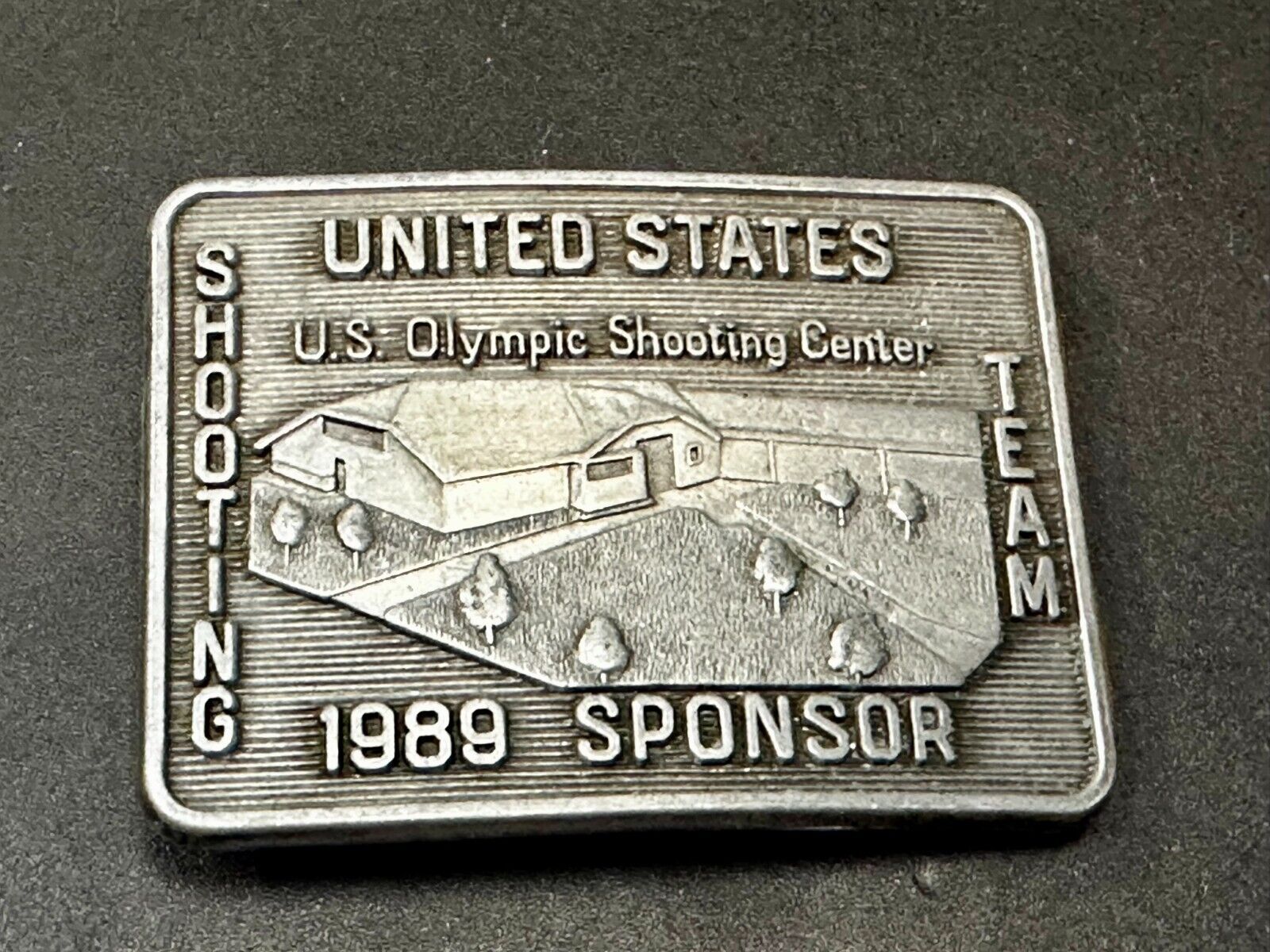 United States US Olympic Shooting Center Team 1989 Official Sponsor Belt Buckle