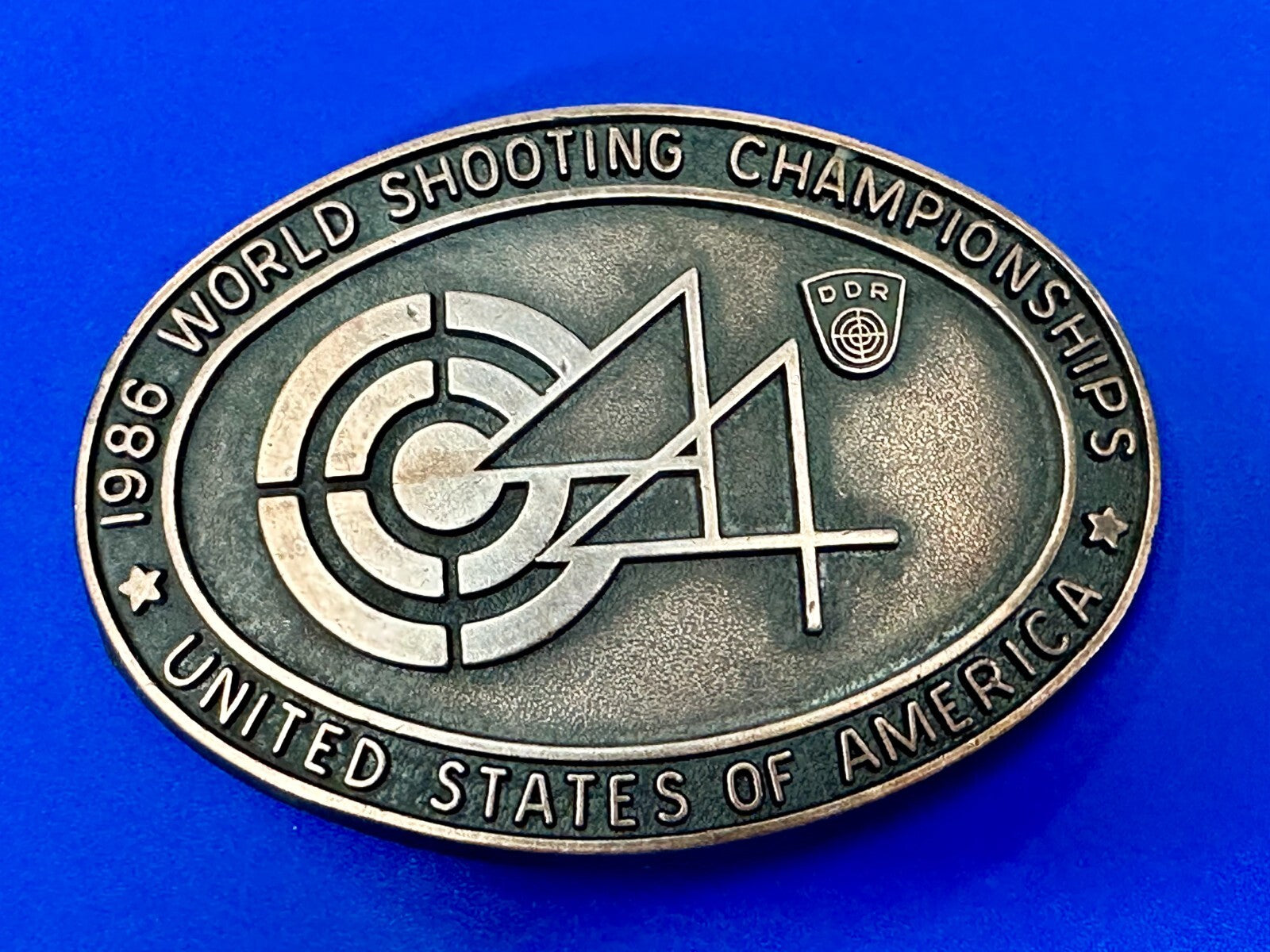 United States of America 1986 World Shooting Championship Souvenir Belt Buckle