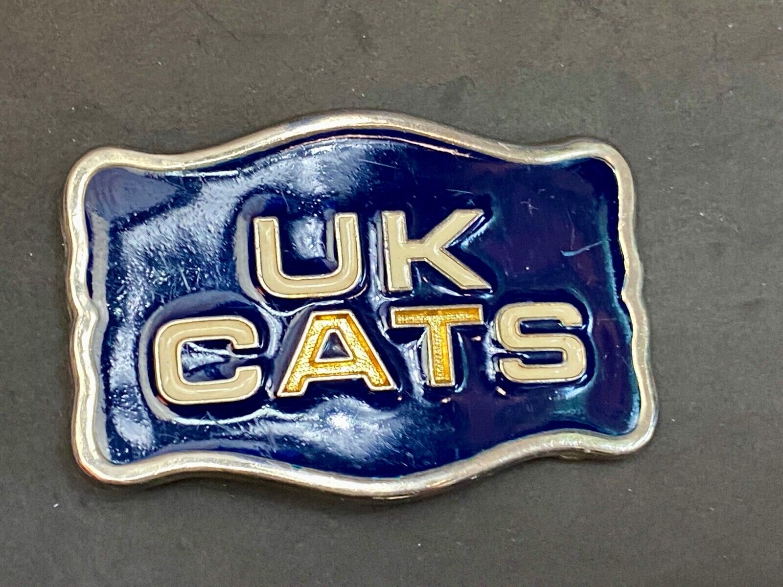 Vintage Black And Gold Tone  Uk Cats Western Framed Belt Buckle 