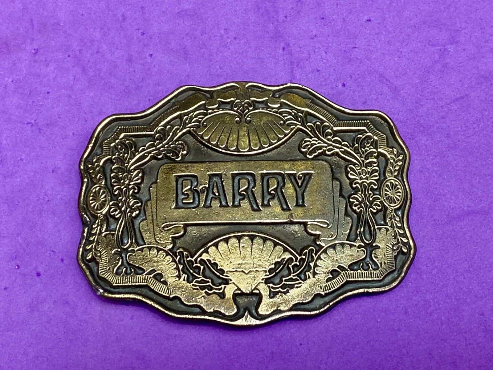 Barry - Ornate Western Flower Swirl And Framed Belt Buckle By Oden