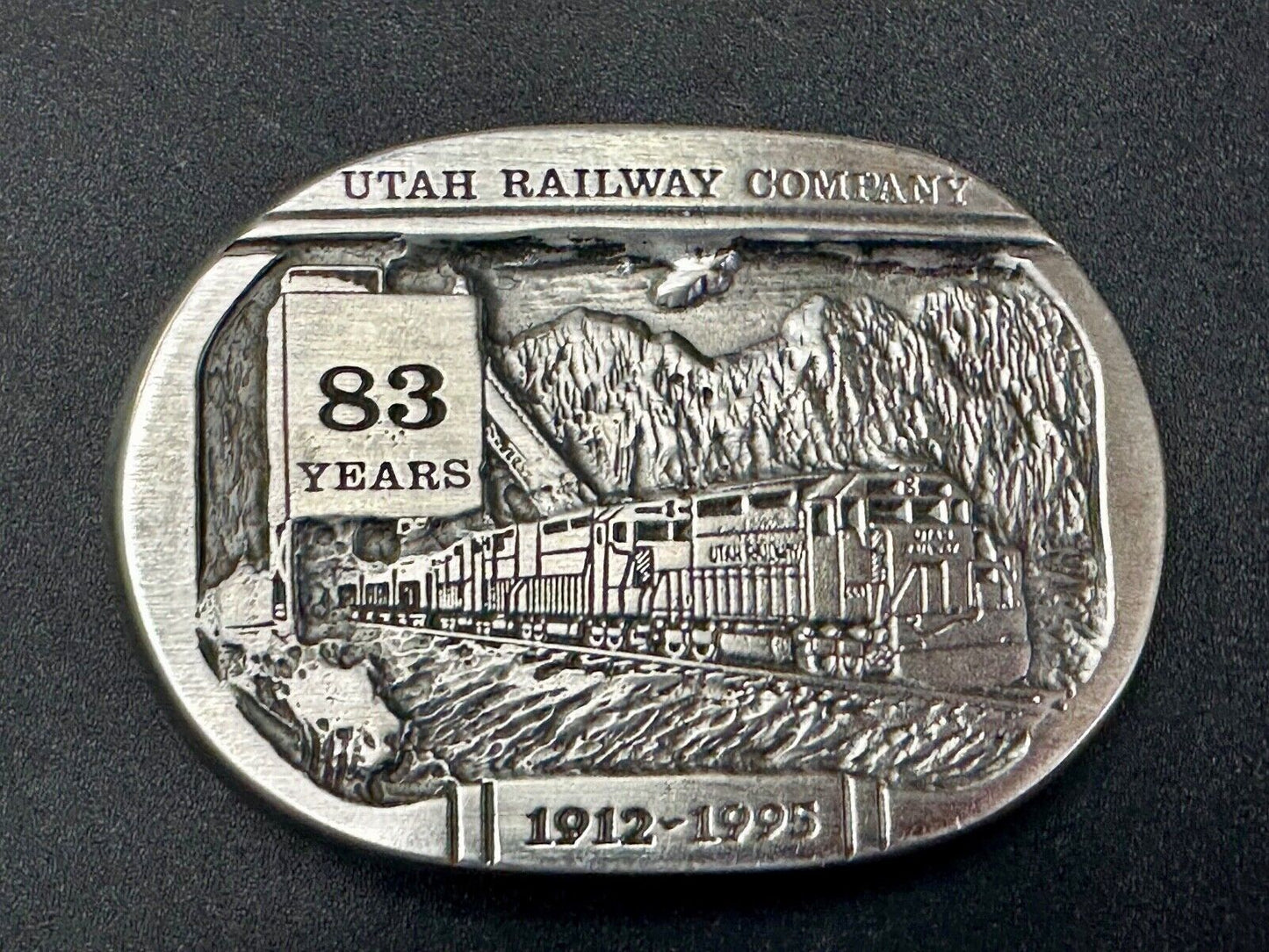 Utah Railway Co Vtg Train Railroad 83 Years - Gary Prazen Sculpture Belt Buckle