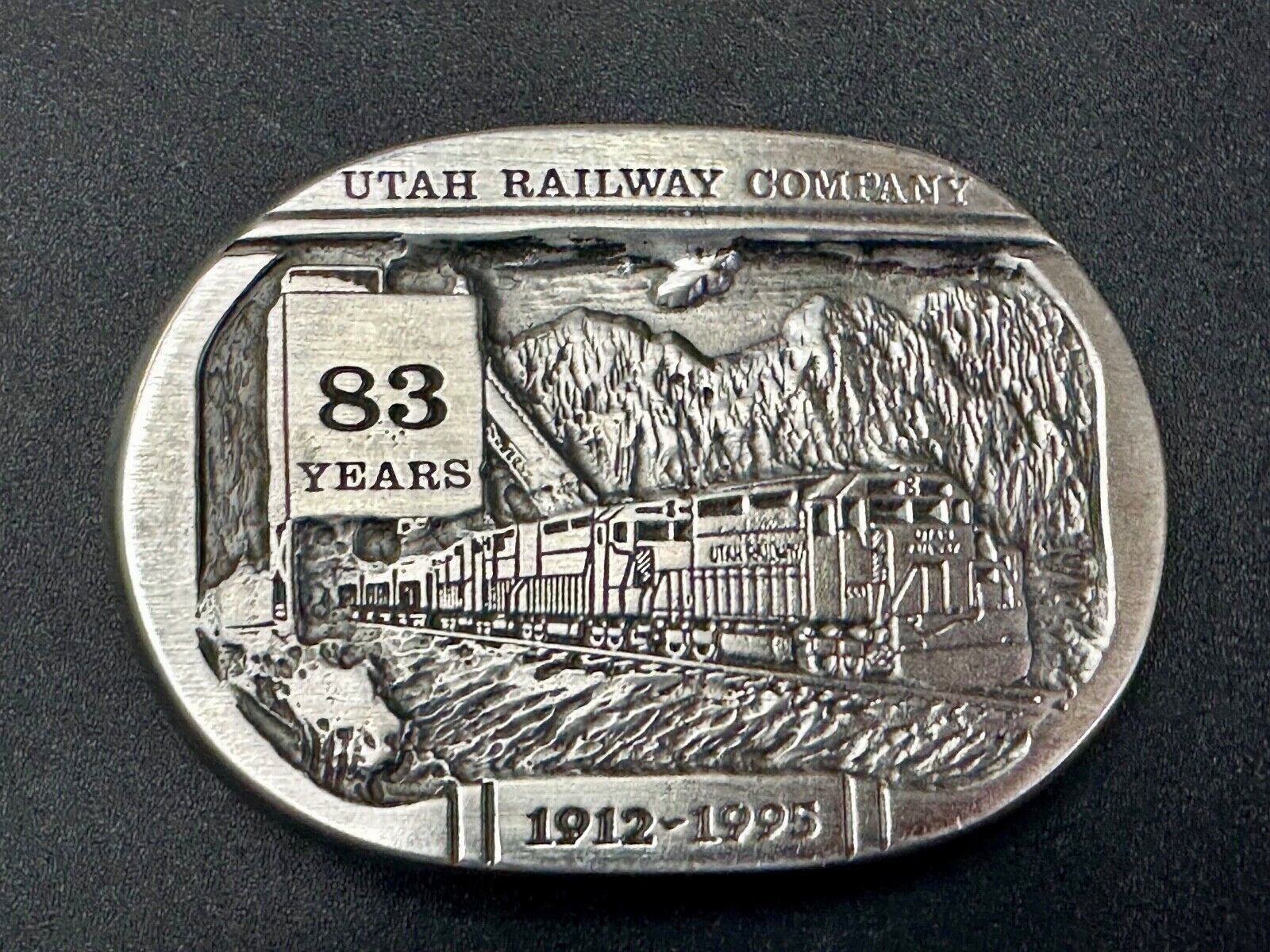 Utah Railway Co Vtg Train Railroad 83 Years - Gary Prazen Sculpture Belt Buckle