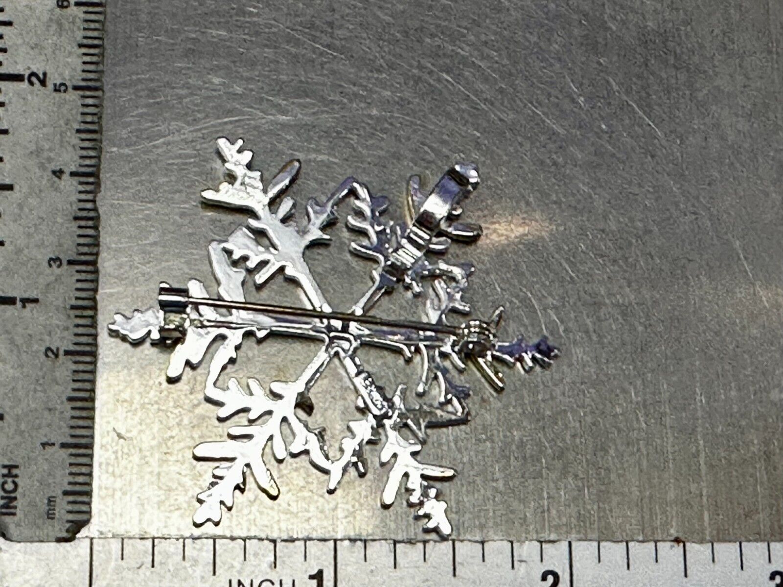 Beautiful Snowflake Cutout Silver Gold Tone Brooch Pin Signed by Best