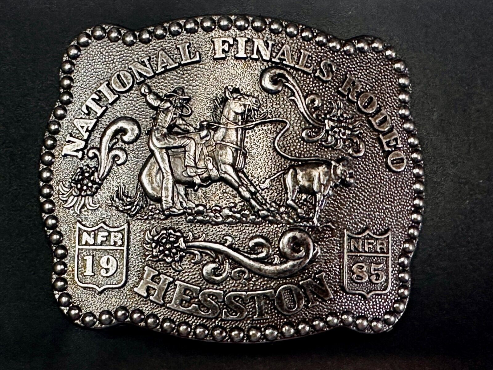 1985 Hesston NFR National Finals Rodeo Cowboys Western Belt Buckle