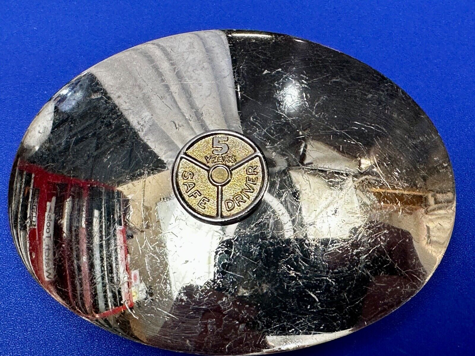 5 years Safety Award Vintage Nickel Silver reflective oval Belt Buckle