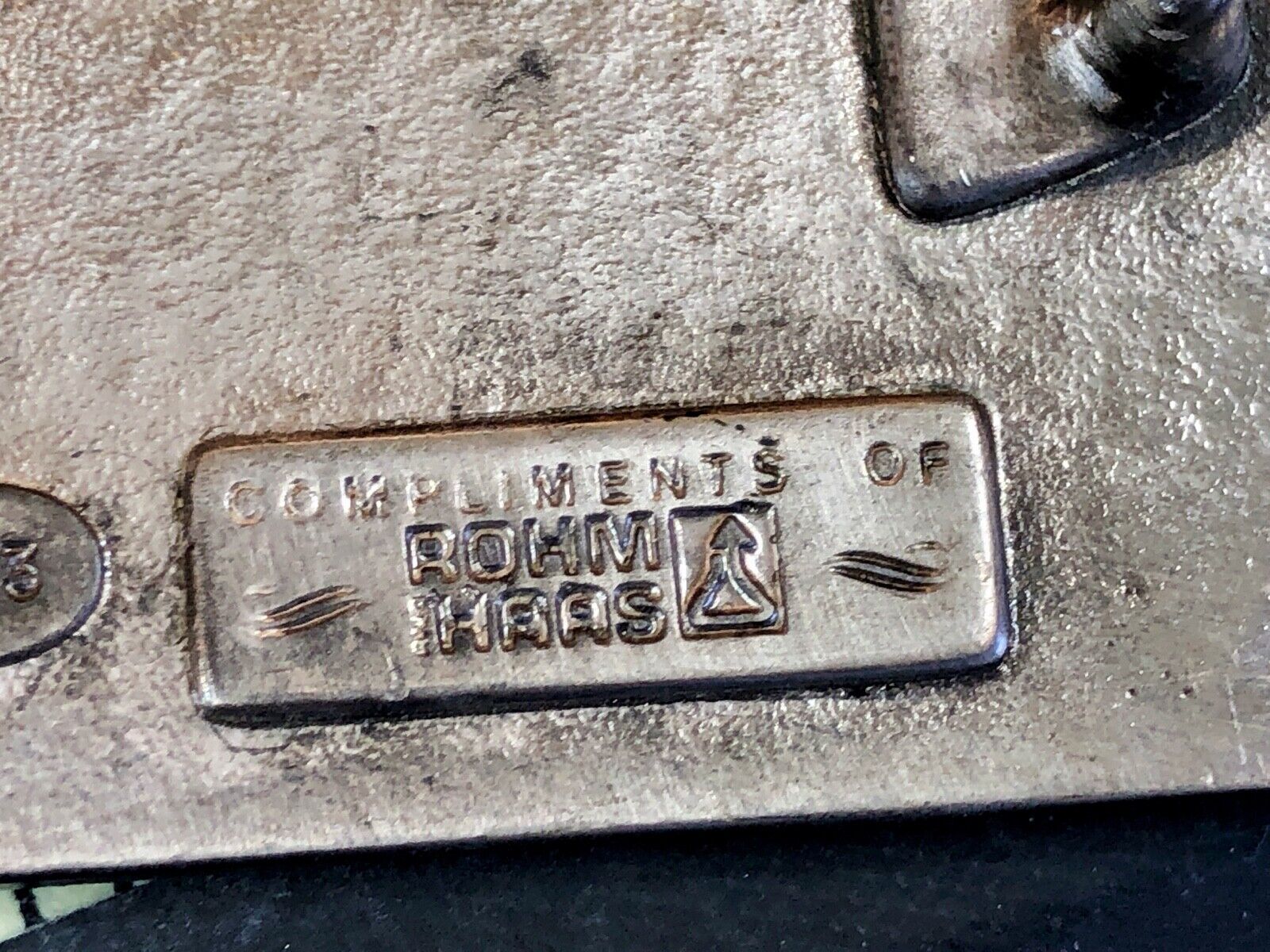 Vintage Farming  Dithane M-45 advertising belt buckle Dallas Texas Koleaco 