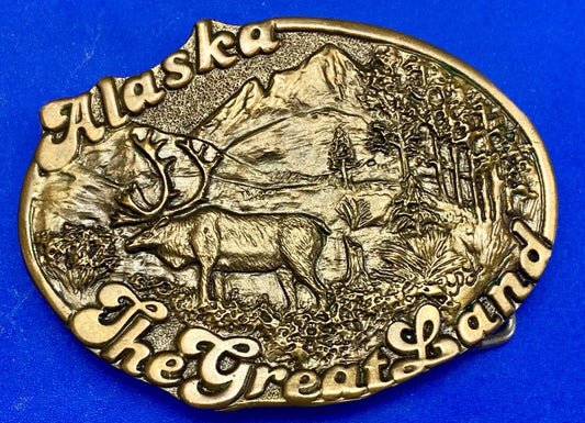 Alaska - The Great Land Vintage 1983 belt buckle - Alaska Frontier Arts LTD