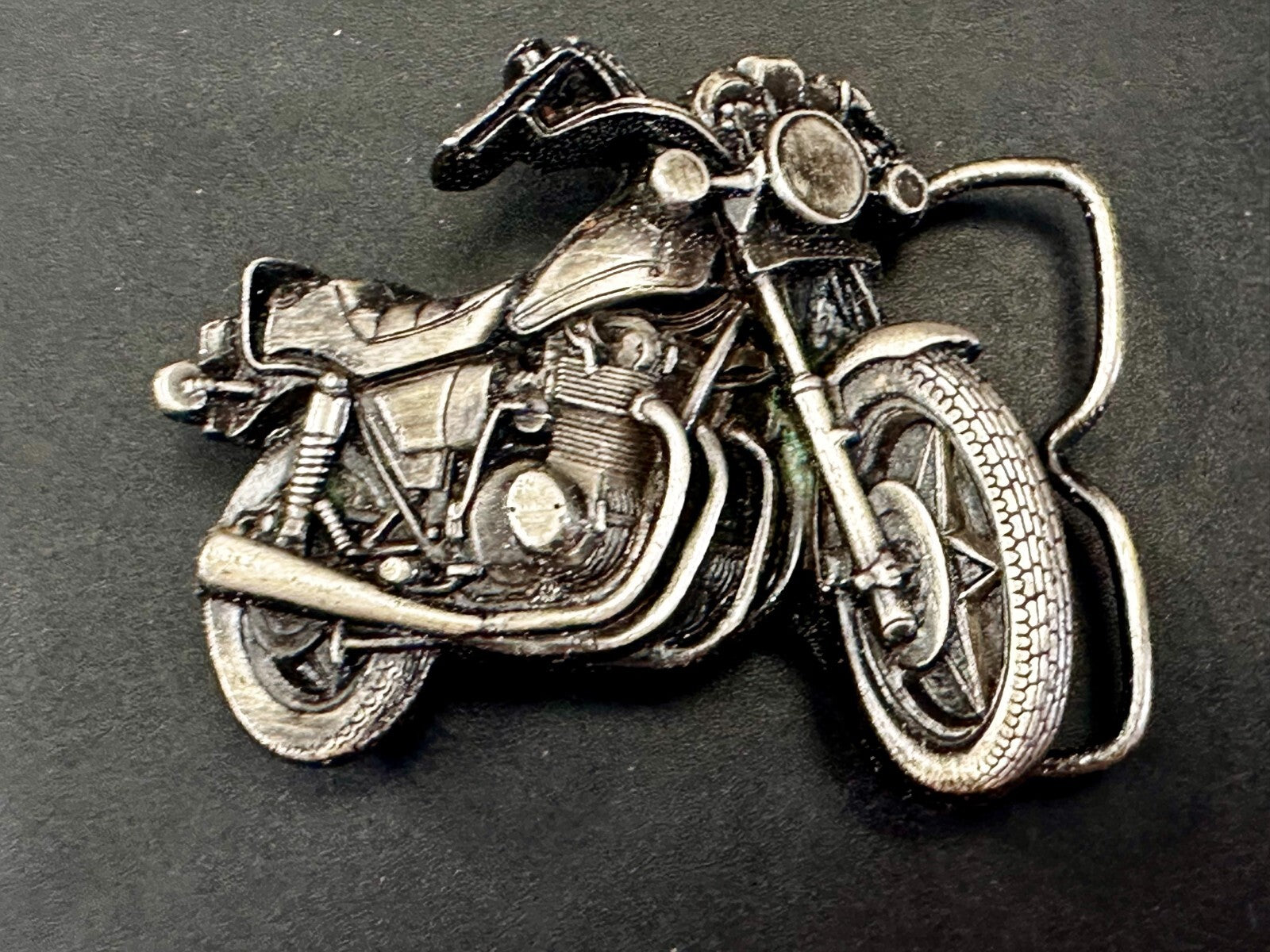 Vintage Chopper Motorcycle Bike Cutout  1979 Biker Rider Bergamot Belt Buckle