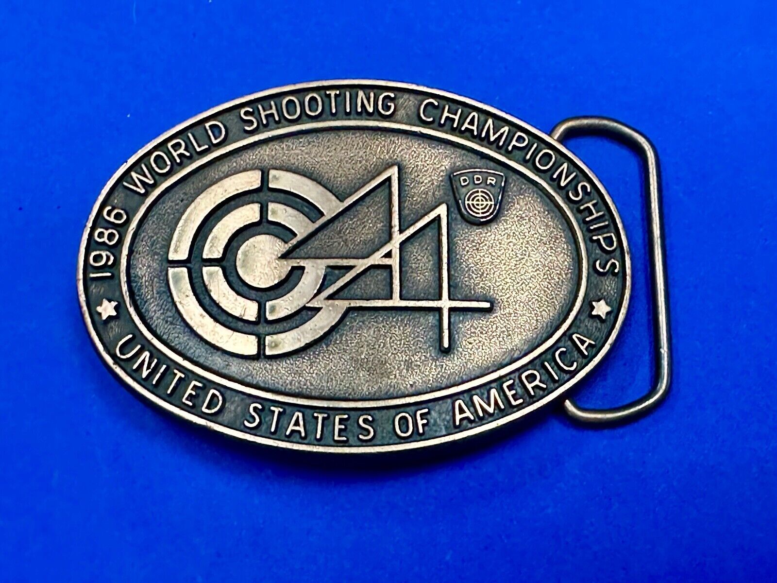 1986 Shooting TeamUSA World Shooting Championships Vintage belt buckle