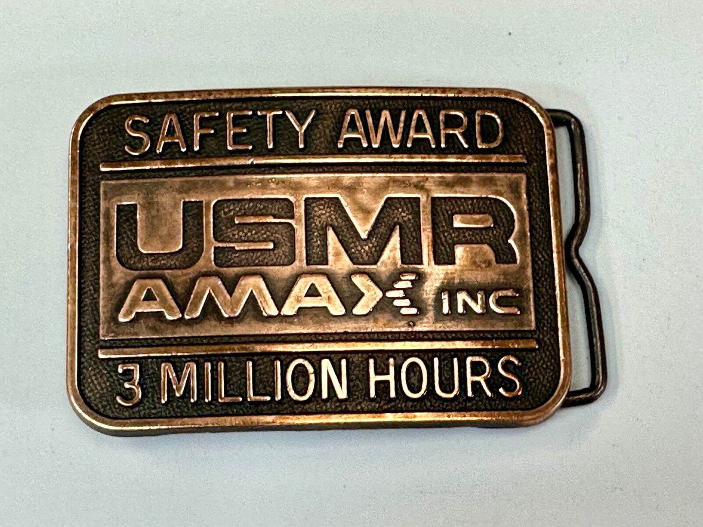 USMR AMAX inc 3 million safety award vintage belt buckle by RJ
