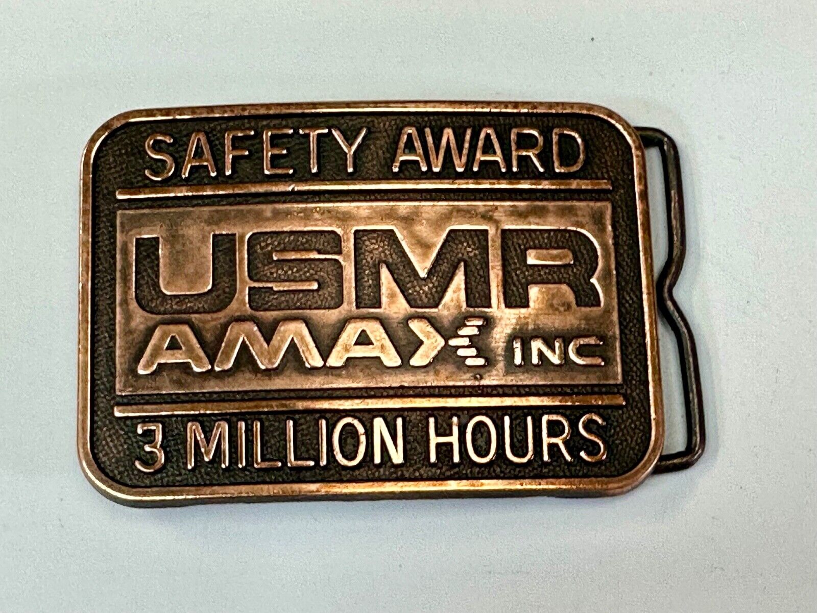 USMR AMAX inc 3 million safety award vintage belt buckle by RJ