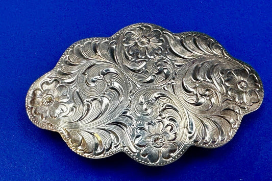 Beautiful Unique Shaped Cutout Flower Swirl Silver Tone Women Belt Buckle