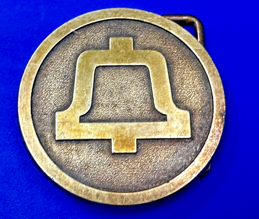 Bell Telephone Lineman Brass Tone Vintage round logo Belt Buckle