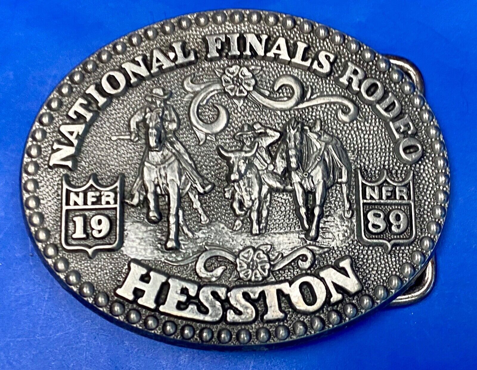 1989 Youth Size Nfr National Finals Rodeo Western Belt Buckle