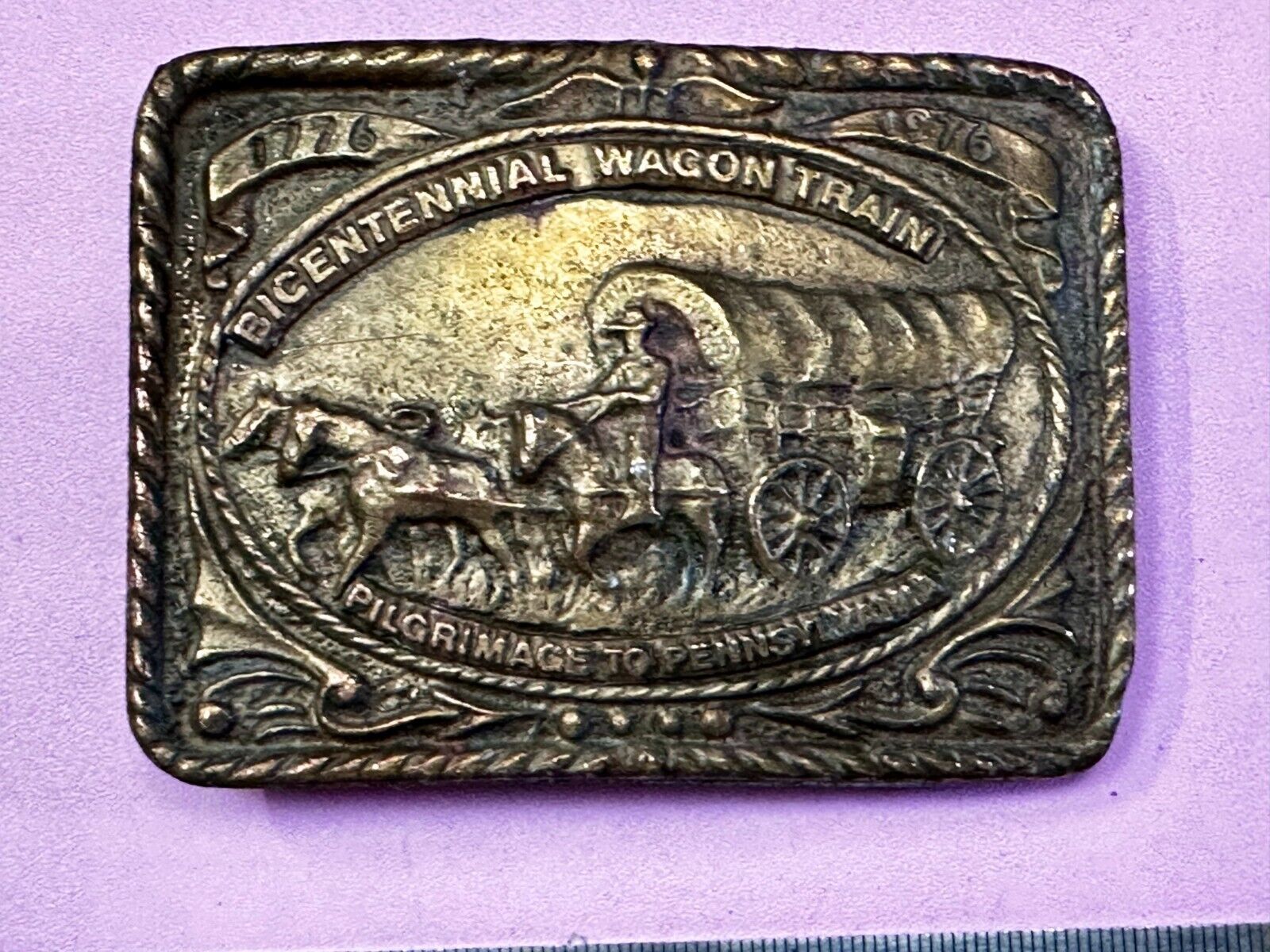 Bicentennial Wagon Train Pilgrimage Pennsylvania American Revolution Belt Buckle