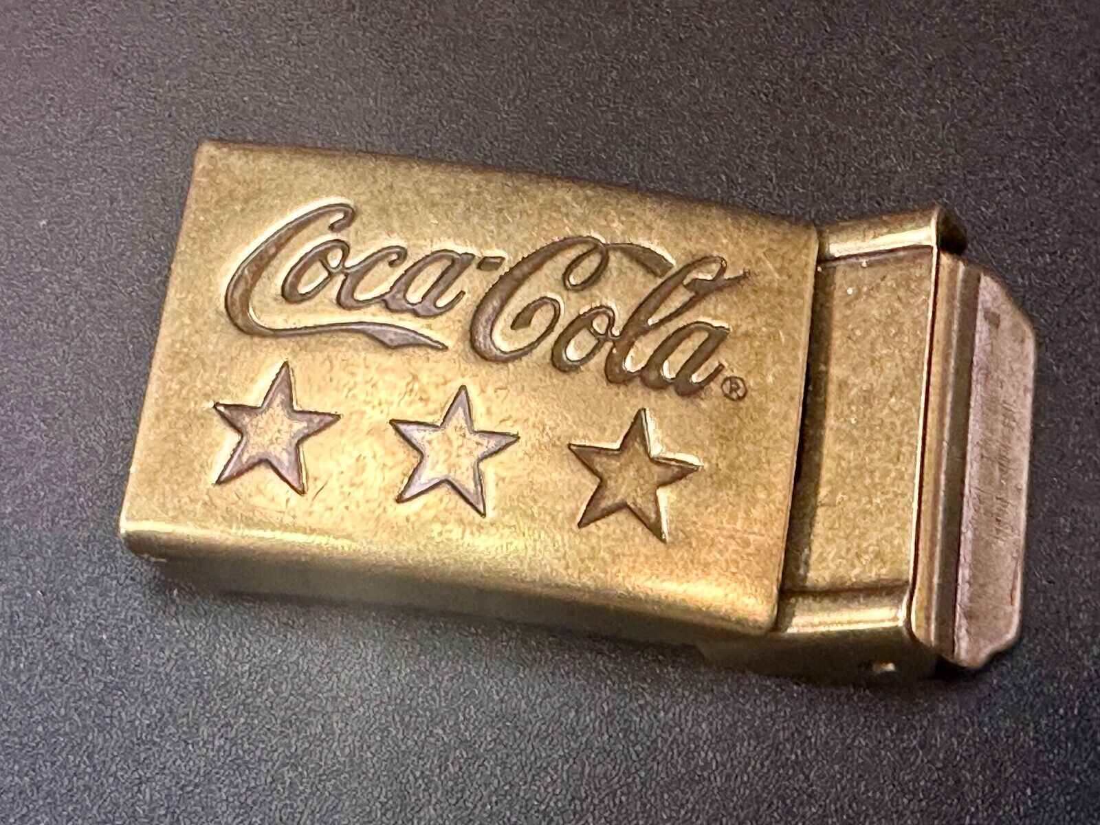 Three Stars - COCA-COLA SODA POP COLLECTORS VINTAGE BRASS TONE BELT BUCKLE